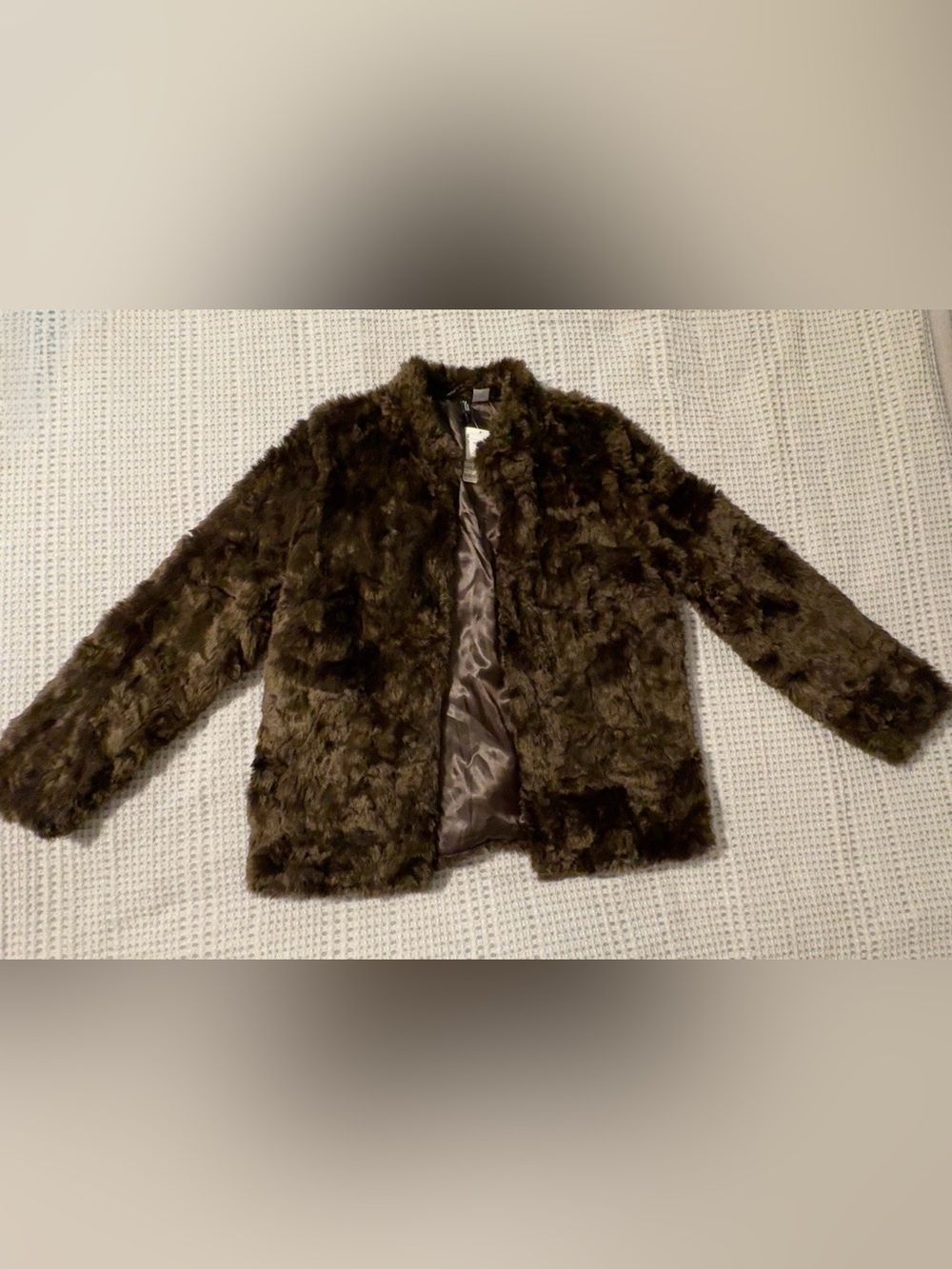 H&M Divided Brown Faux Fur Cropped Jacket Size 10 NWT